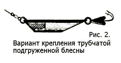 Вариант крепления трубчатой подгруженой блесны